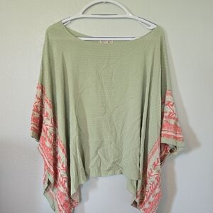 One World Sage Green Embroidered Caftan Cover Up One Size